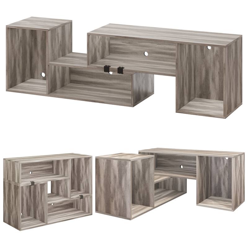 Moasis Modern DIY TV Stand Deformable Entertainment Center with LED Light Strip