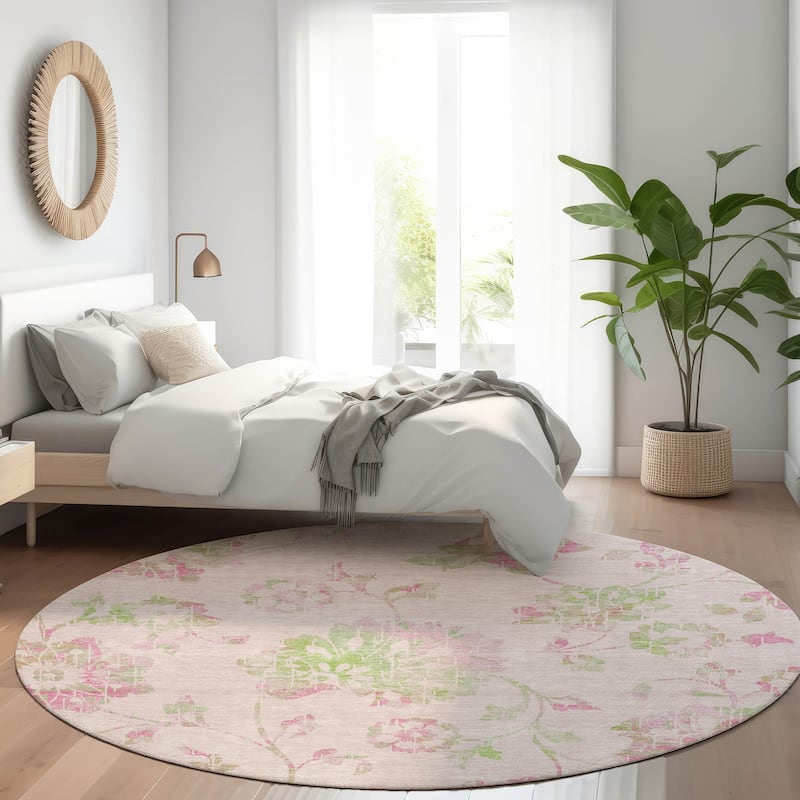 Machine Washable Indoor/ Outdoor Chantille Farmhouse Floral Rug