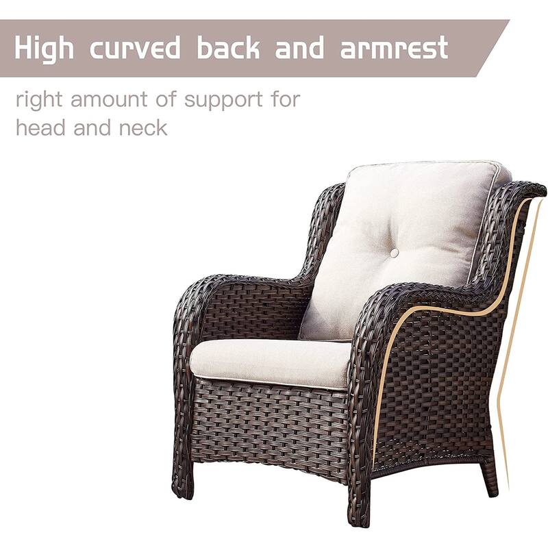 Gymojoy Outdoor 3-Seat Sofa Pario Chair Coffee Table with Cushion