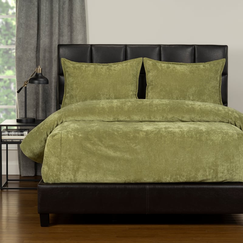 Mixology Padma 3 Piece Bed Cap Comforter Set with Sewn Corners - Olive - King