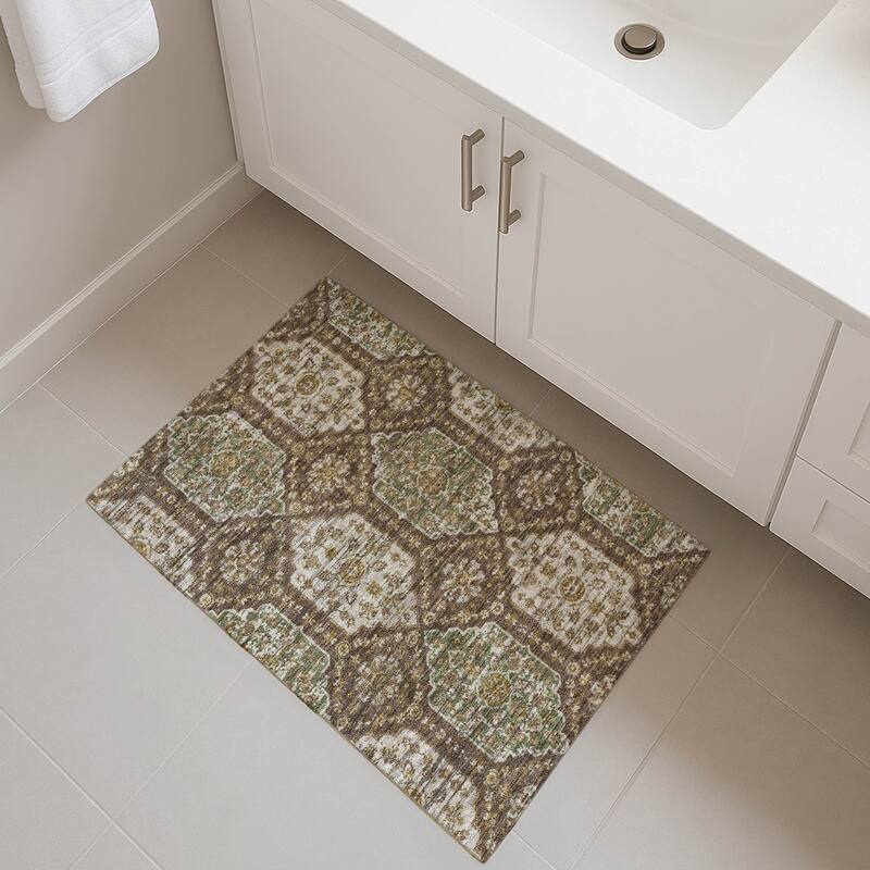 Machine Washable Indoor/ Outdoor Traditional Kiowa Chantille Rug