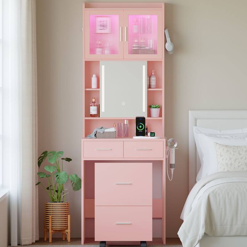 Particle Board with Textured Melamine Finish, 3-Drawer 2-Door Dressing Table Set