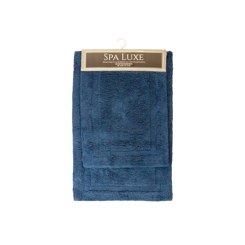 Spa Lux Solid Bath Rug Set - Classic Blue