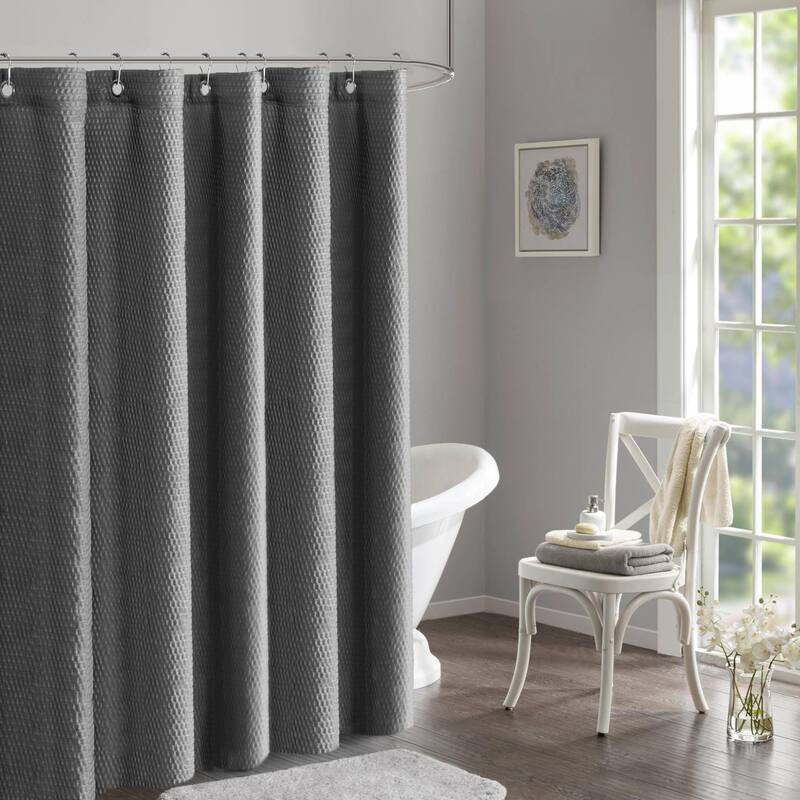 Solid Grey Fabric Shower Curtain Liner, Machine Washable 72" x 72"