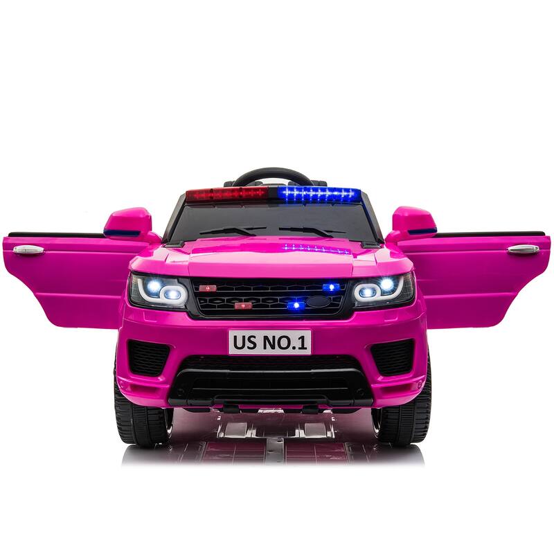 12V Police SUV Ride-On Car for Kids, Parental Remote, Siren, Flashing Lights, Safety Belt, Black