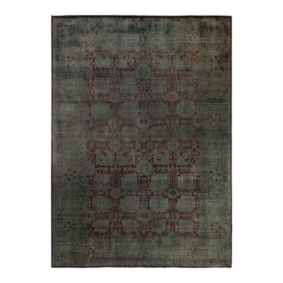 Overton Hand Knotted Wool Vintage Inspired Modern Contemporary Overdyed Gray Area Rug - 9' 0" x 12' 6"