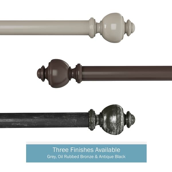 slide 2 of 35, 1-Inch Decorative Modern Urn Finial Curtain Rod by Lavish Home