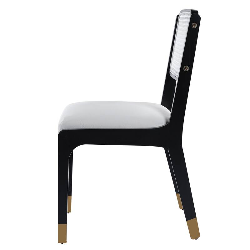 Wood Dining Chairs Set of 2, Accent Chairs with Solid Wood Legs and Padded Seat, Modern Linen Dining Chairs Side Chairs