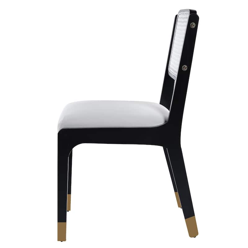 Wood Dining Chairs Set of 2, Farmhouse Accent Chairs with Padded Seat, Modern Linen Kitchen & Dining Chairs Side Chairs
