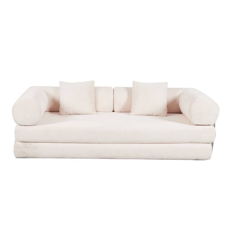 Folding Sofa Bed, 78.7 Inch Boneless Couch for Living Room, Floor Loveseat Sleeper with Pull Out Bed, Modular Futon Couch