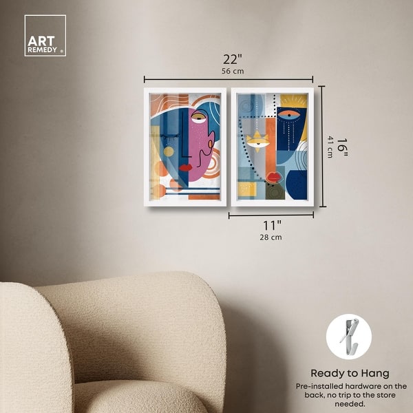 dimension image slide 0 of 18, Abstract Mask Series Living Room Set Shadowbox Print by Art Remedy