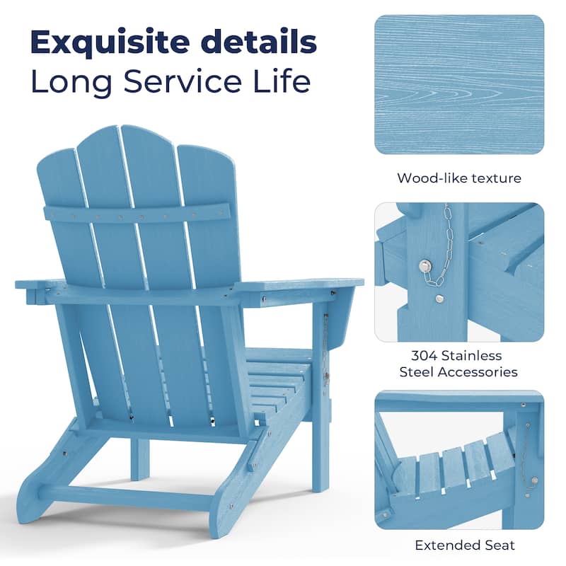 Outdoor HDPE Folding Classic Adirondack Chair All-Weather