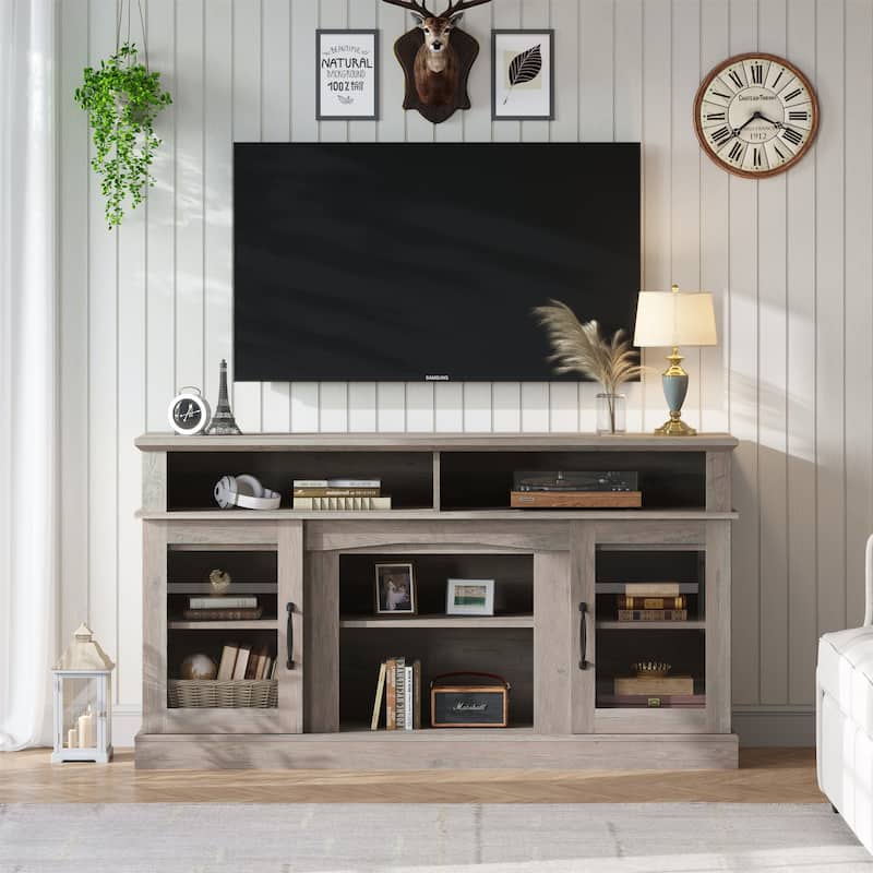 58 Inch TV Stand with Storage Cabinet and Shelves