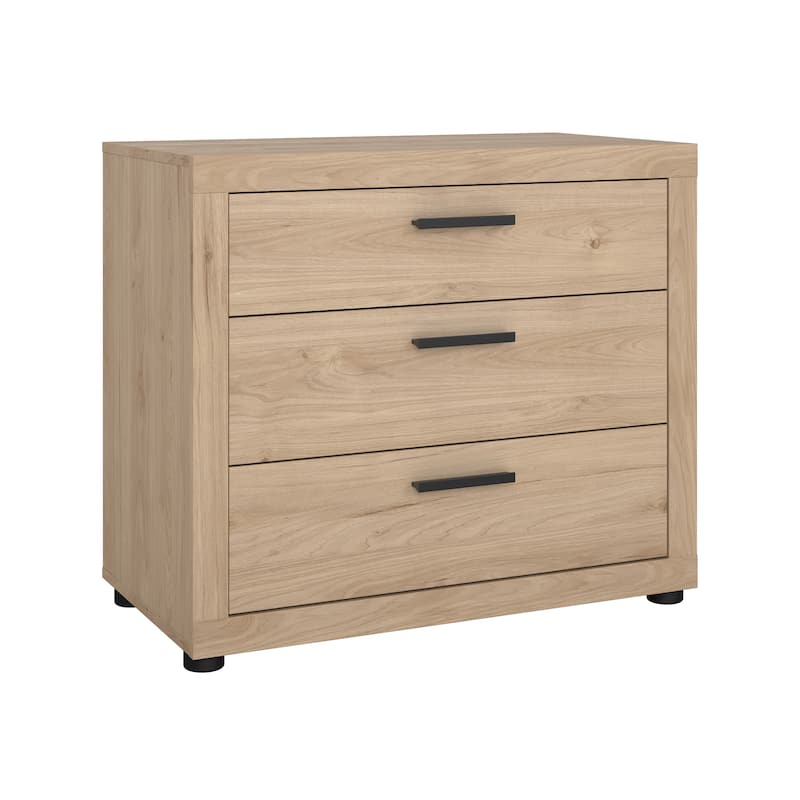 Porch & Den Mira 3-Drawer Chest, Jackson Hickory
