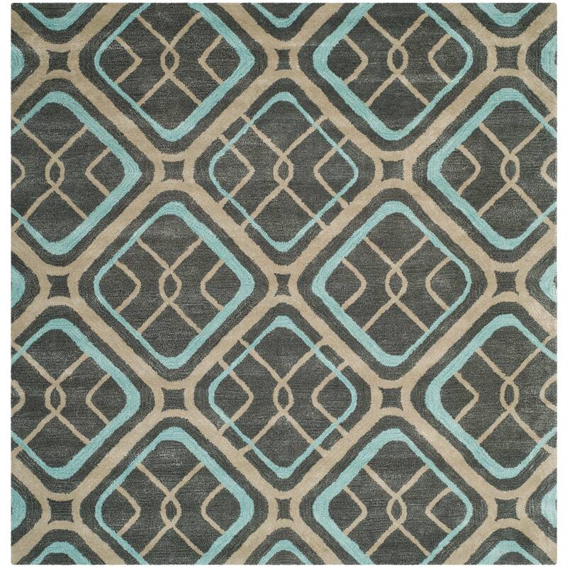 SAFAVIEH Handmade Soho Katelynn N.Z. Wool/ Viscose Rug - 6' Square - Grey/Multi