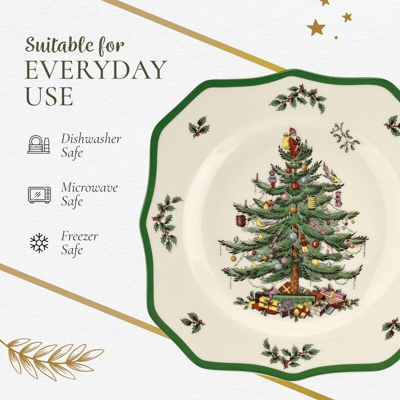 Spode Christmas Tree Scalloped Dinner Plate - 10.5 inch