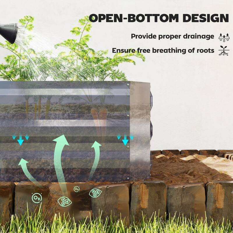 Outsunny 4 x 3 x 1ft Raised Garden Bed with Mini Greenhouse, Galvanized Raised Garden Bed with Cover for Herbs and Vegetables