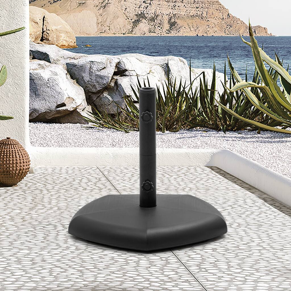 Outdoor Concrete/Cement Filled 60lb Pentagonal Umbrella Base for Market Umbrella, With 2 Wheels, 2 Locks