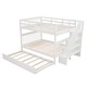 preview thumbnail 27 of 25, Full Over Full Solid Wood Bunk Bed with Twin Trundle, Stairs, Handrails, and Storage Racks for Space-Saving