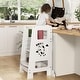 preview thumbnail 1 of 4, Kids Step Stool Toddler Learning Tower Solid Wood Learning Stool - White