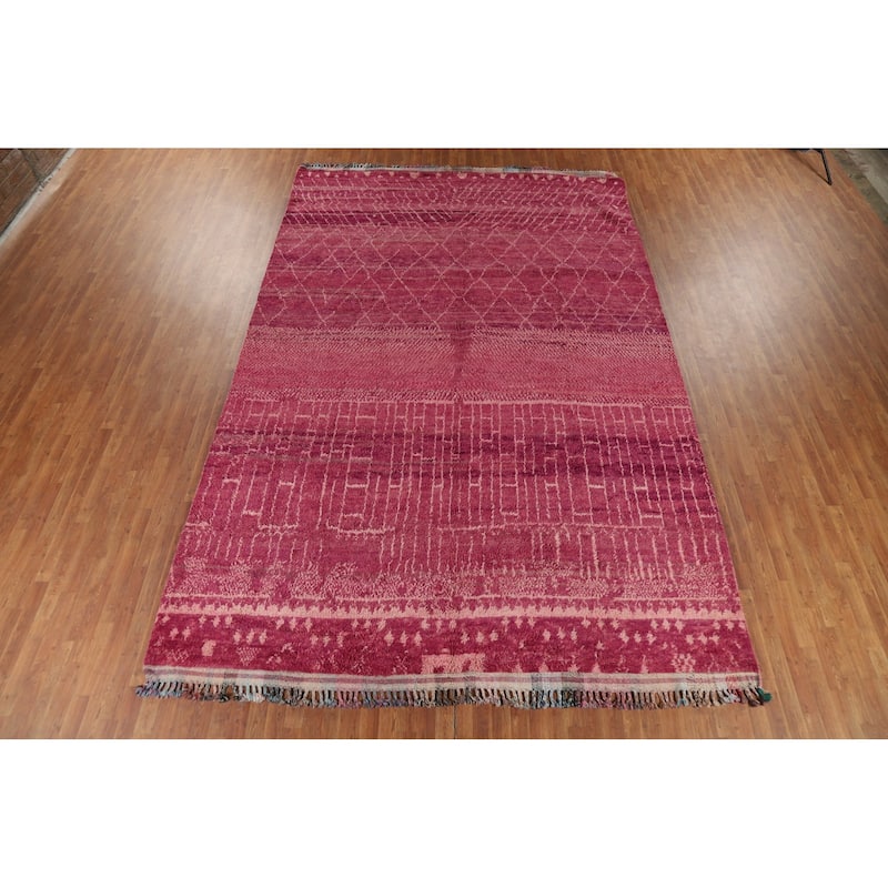 Plush Trellis Moroccan Large Area Rug Handmade Wool Carpet - 9'6" x 14'7"