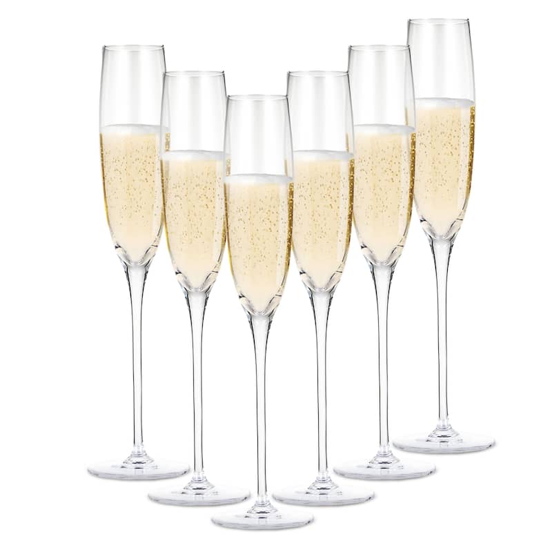 Berkware Premium Crystal Champagne Long Stem Flutes - Set of 6