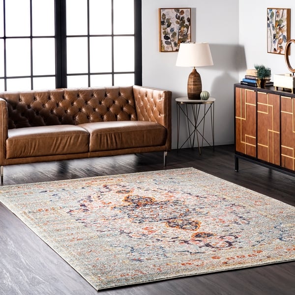 slide 2 of 22, Nuloom Distressed Persian Sarita Area Rug Grey - Rectangle - 4' x 6'
