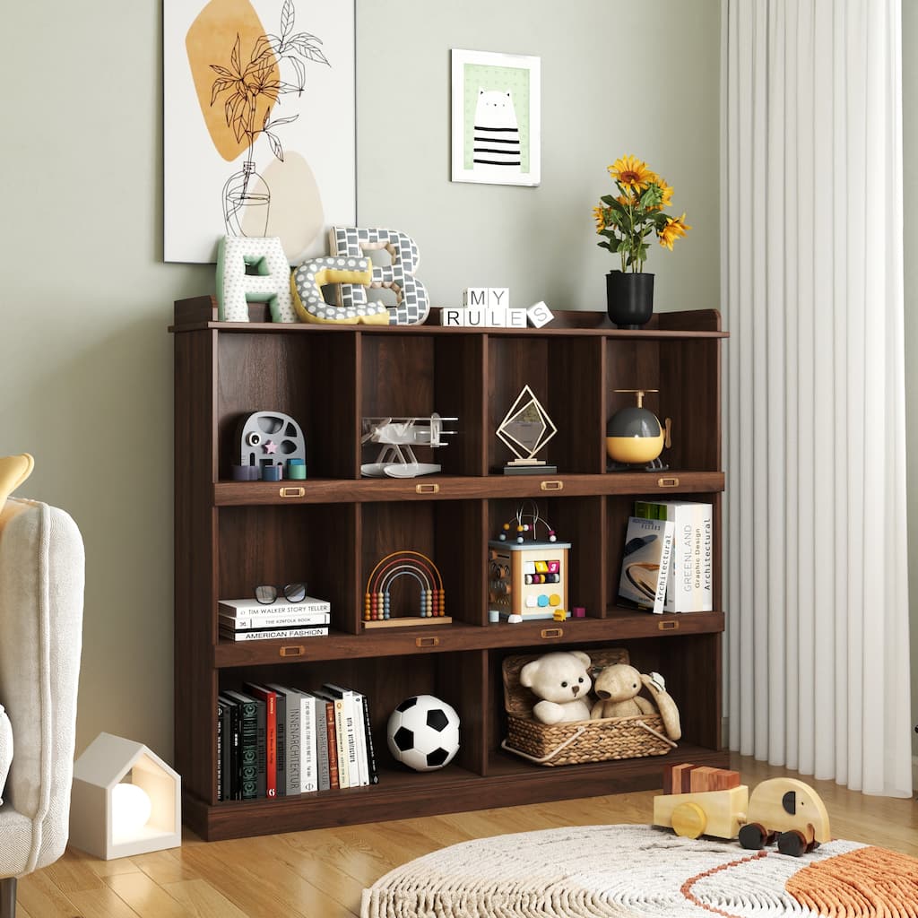 GDF Studio - Oxon Modern 10-Shelf Bookcase with Cubby Storage