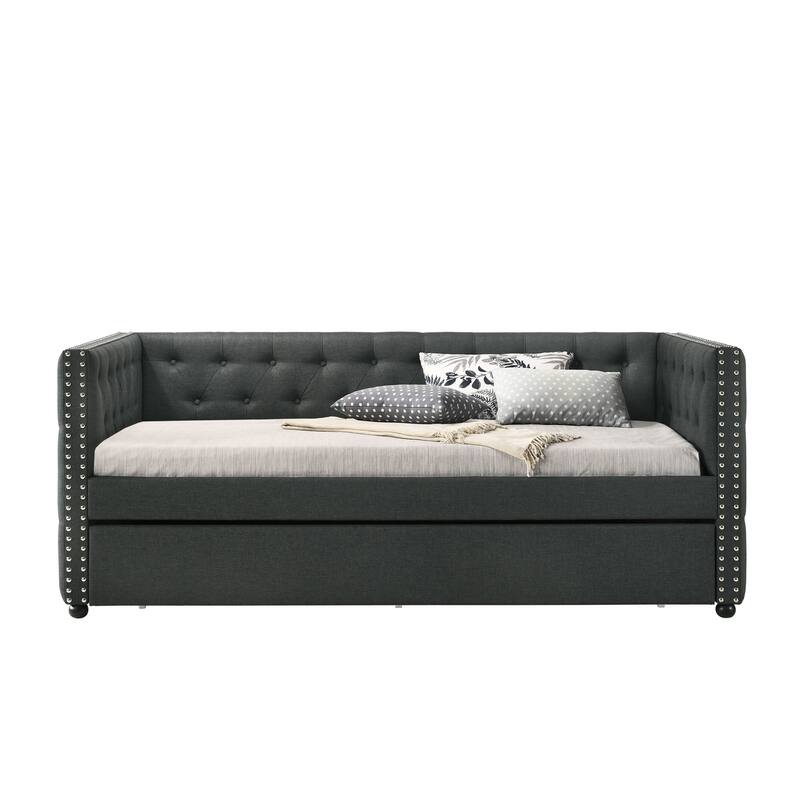 Romona Gray Fabric Daybed W/Trundle (Full)