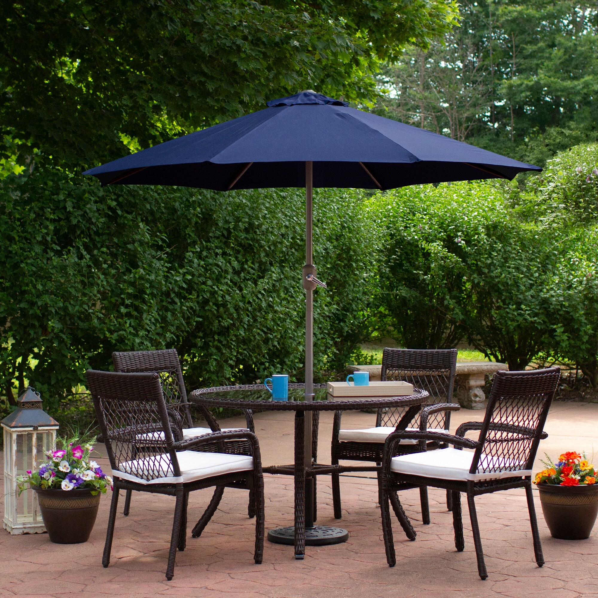 garden treasures blue market 7.5 ft patio umbrella Umbrella, Yard Umbrella, Outdoor with Push Button Tilt Crank (Light Blue) Add dependable shade to your outdoor space with this 7.5 ft Market Umbrella featuring a convenient push button tilt Abble 7.5ft Patio Umbrella with