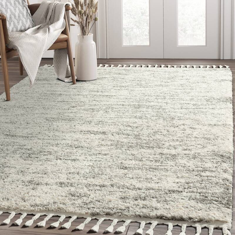 Abani Rug Boston BOS170A Grey Shag Area Rug - 5'3" x 7'6" - Grey