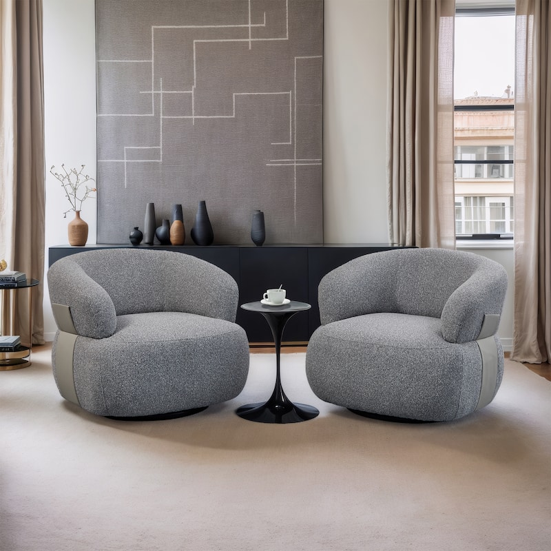 Kieon 33"W 360 Swivel Barrel Chair Modern Accent Chair Set of 2