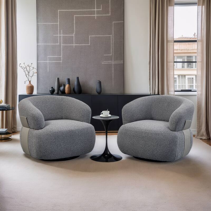 Kieon 33"W 360 Swivel Modern Barrel Chair Accent Chair Set of 2