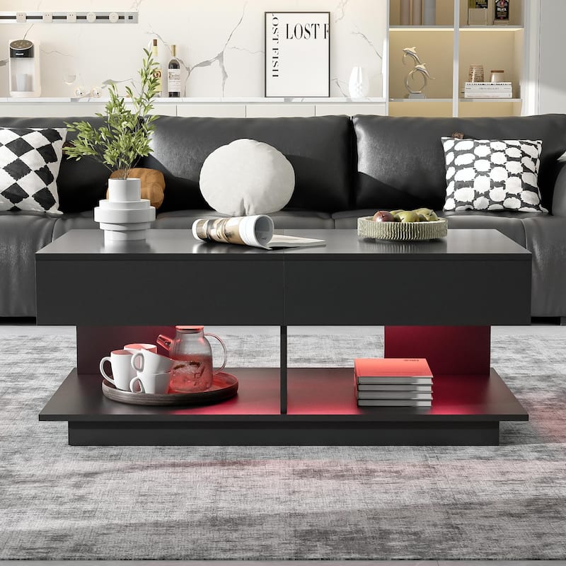 41.3''-76.7'' Extendable Coffee Table, Efficient Central Coffee Table with Multiple Storage Compartments