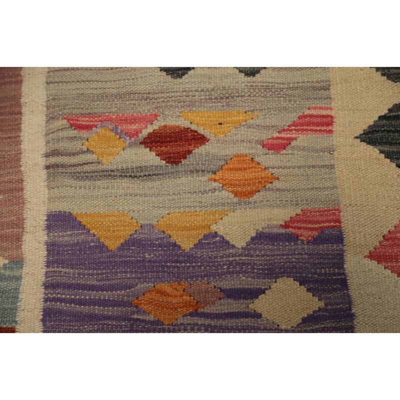 Hand Woven Oriental 100% Wool Carpet Southwestern Tribal Multi-Colored Kilim Area Rug - 7' 9'' X 4' 8''