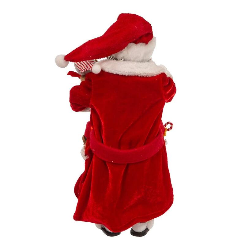 Kurt Adler 10.5-Inch Fabriché Black Santa in Pajamas and Robe - Multicolored