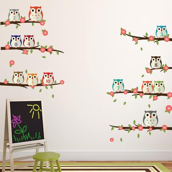 slide 2 of 5, Walplus Owl Learning Numbering Wall Sticker DIY Nursery Decor Decal