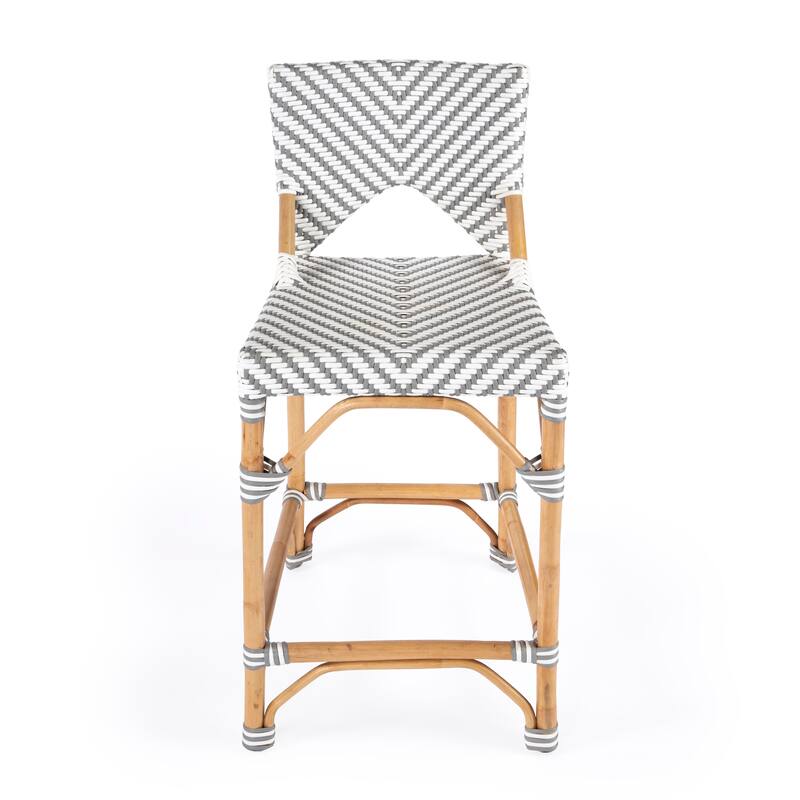 Creanly 25.25"H Seat Rattan Counter Stool with Back