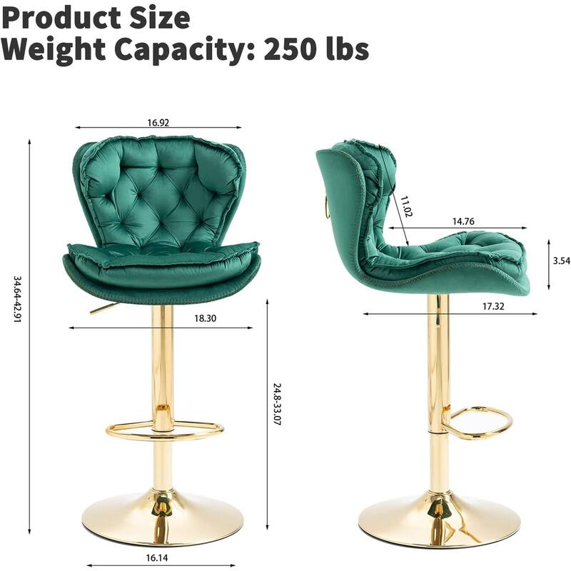 Velvet Tufted Bar Stools Set of 2, Metal Base Bed Bath & Beyond