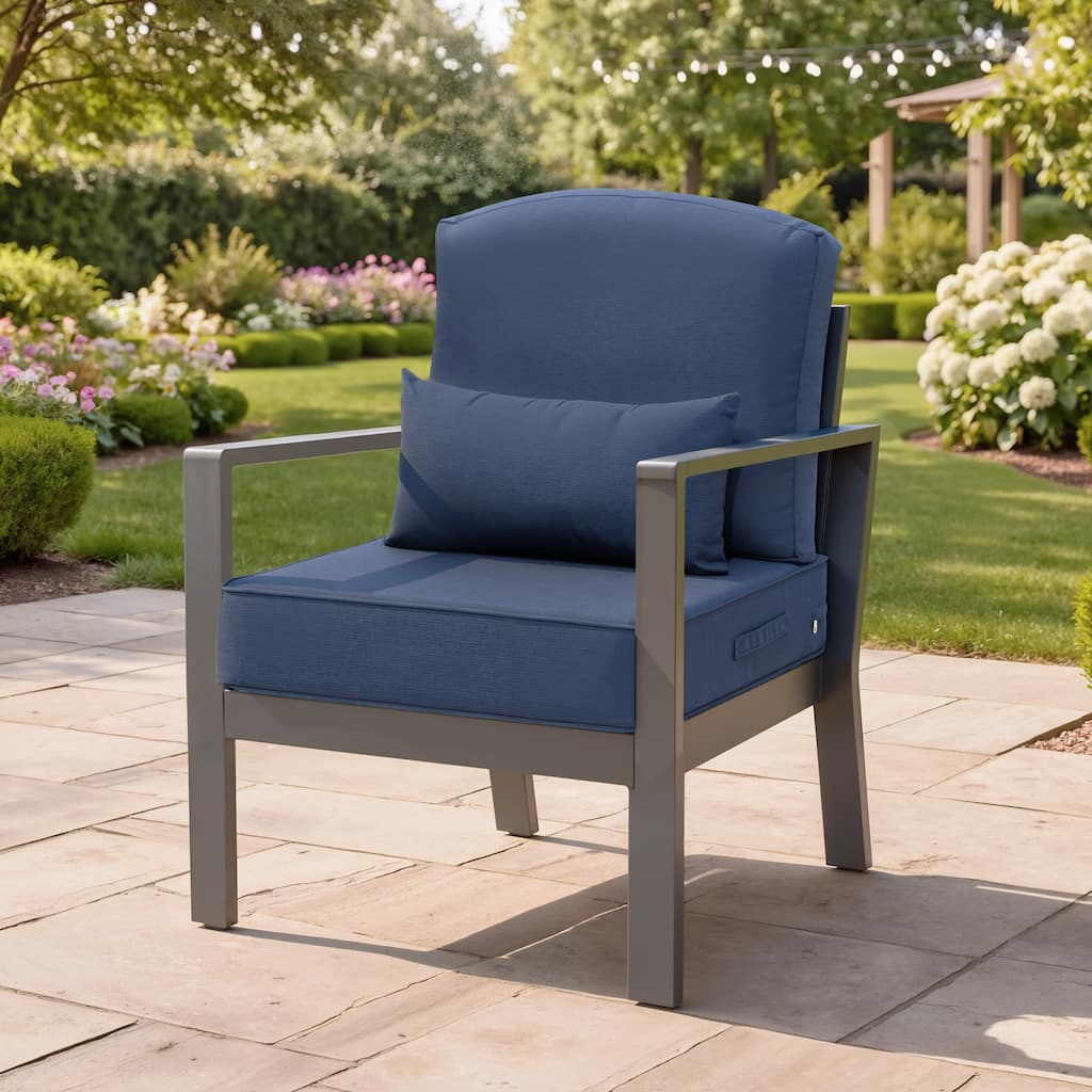 Outdoor Seat Cushion Set 24 x 24 Inch Patio Furniture Cushions Deep Seat & Back Cushion with Pillow for Chair Sofa