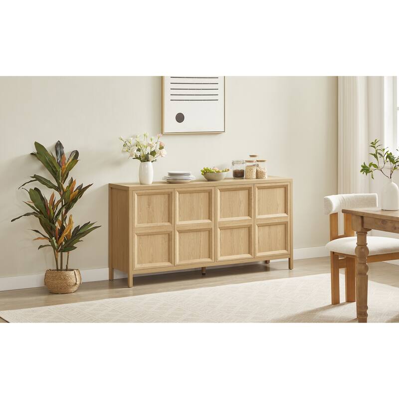 67" Modern sideboard storage cabinet with tip-on opening, soft-close hinges, and tilt-proof wall mount