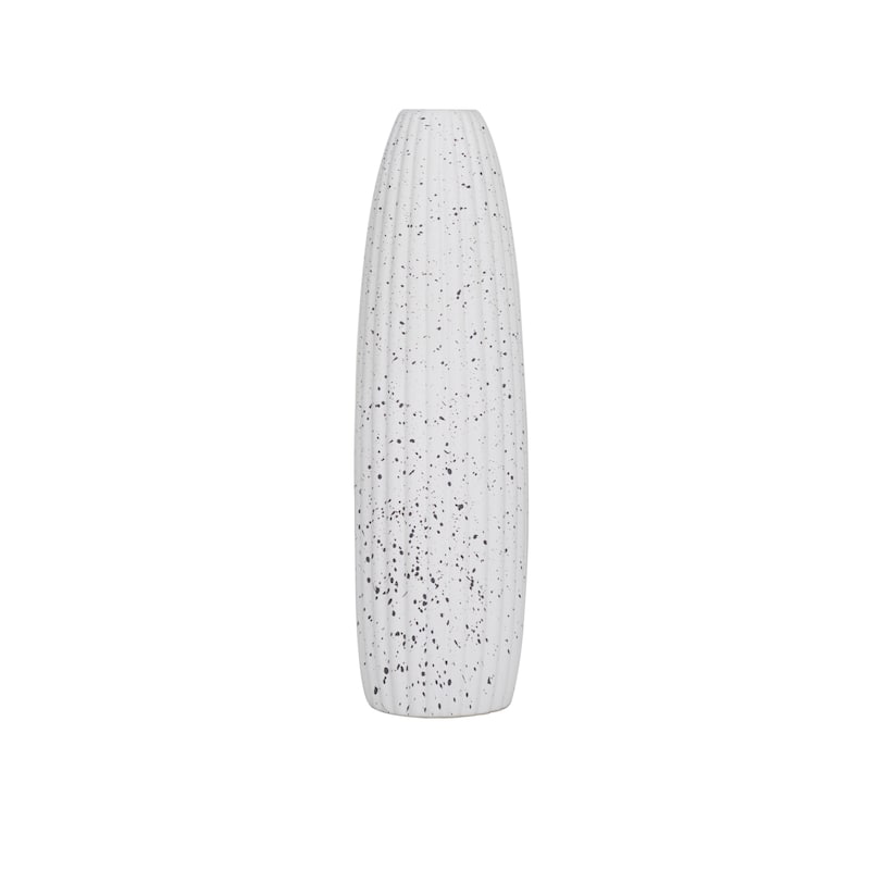 Ceramic Speckled Vase - White - Roche River Decor - 5"W x 5"L x 18"H