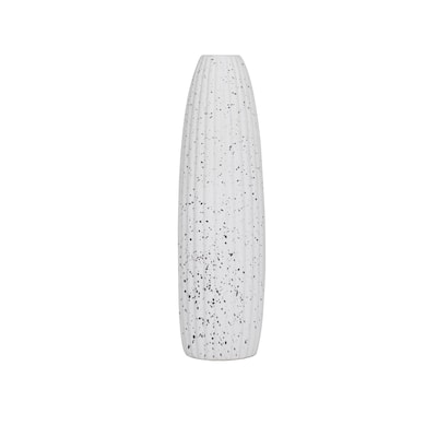 Ceramic Speckled Vase - White - Roche River Decor - 5"W x 5"L x 18"H