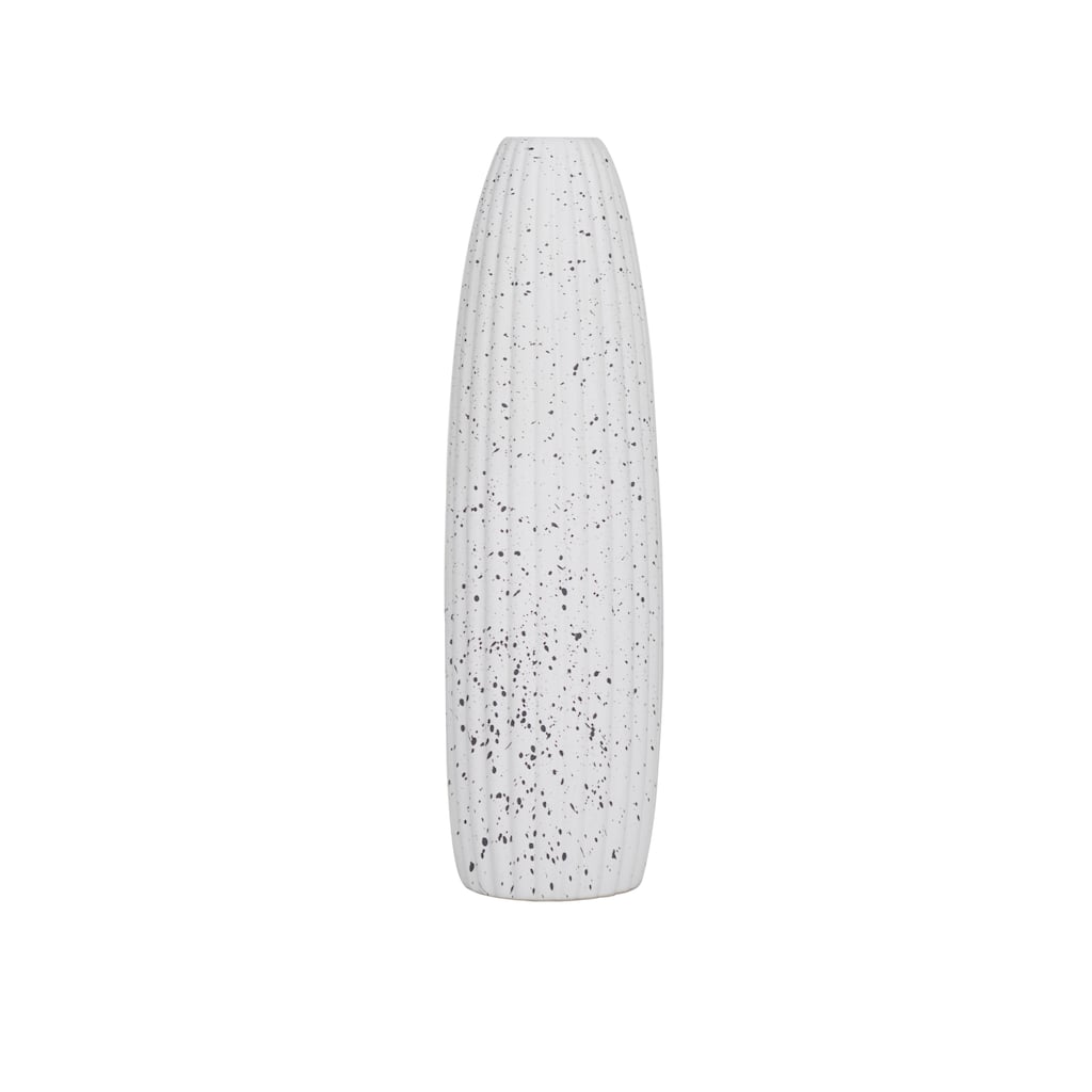 Ceramic Speckled Vase - White - Roche River Decor - 5"W x 5"L x 18"H