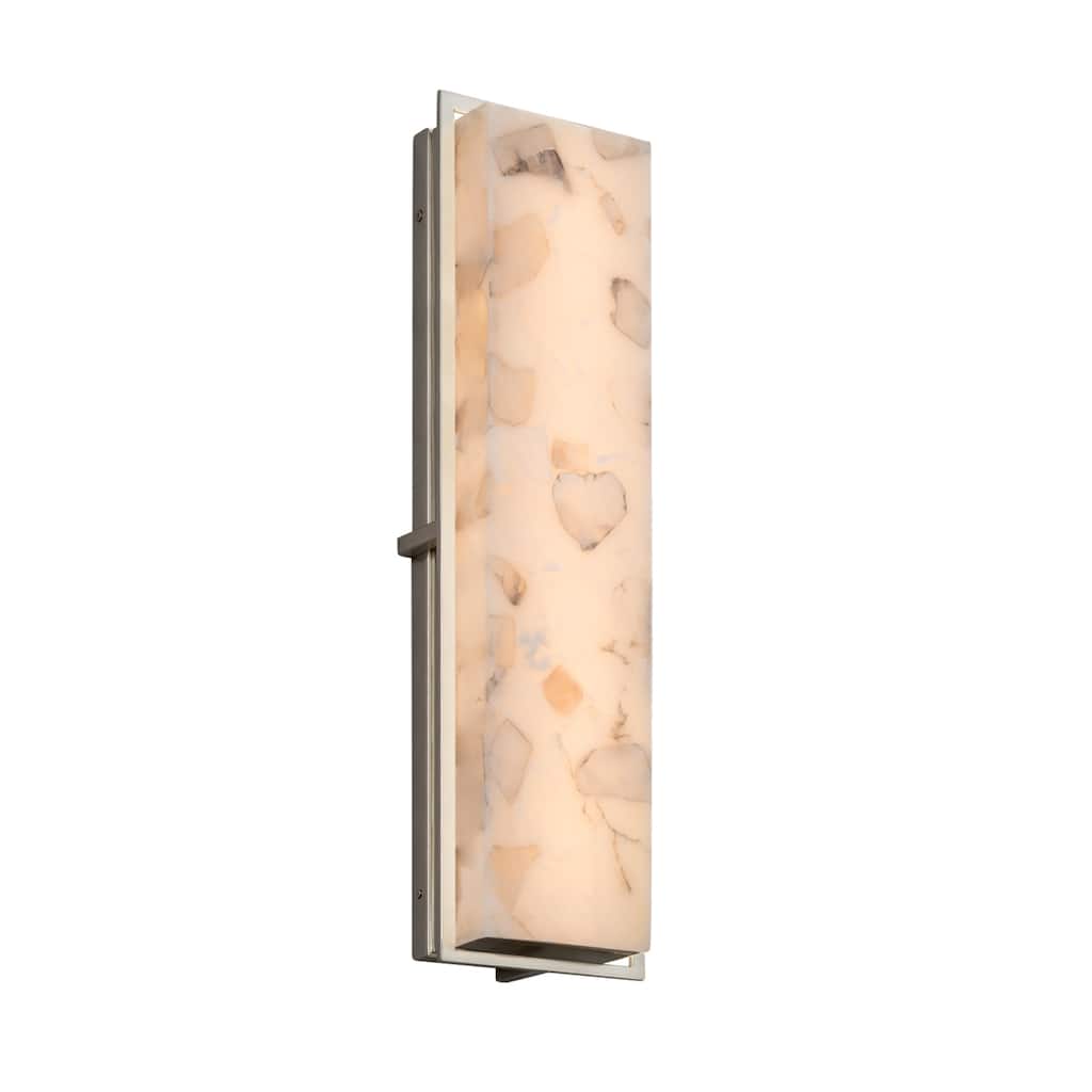 Justice Design Alabaster Rocks! Avalon 24-inch Brushed Nickel ADA LED Outdoor Wall Sconce, Alabaster Rocks Shade