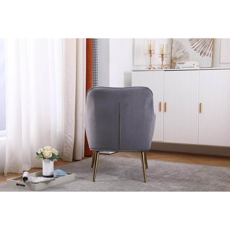 Modern Mid-Century Accent Chair, Velvet Sherpa Armchair with Upholstered Seat, Comfy Lounge Chair