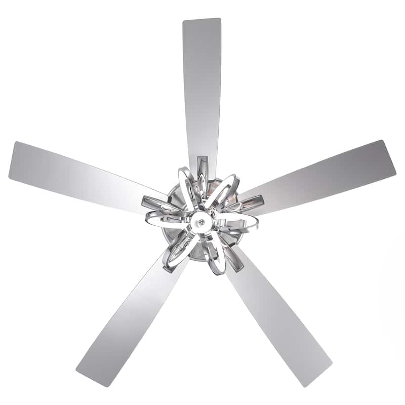 52-inch Modern Chrome Ceiling Fan with Dimmable LED Light and Reversible Motor - 52-inch W*19.3-inch H