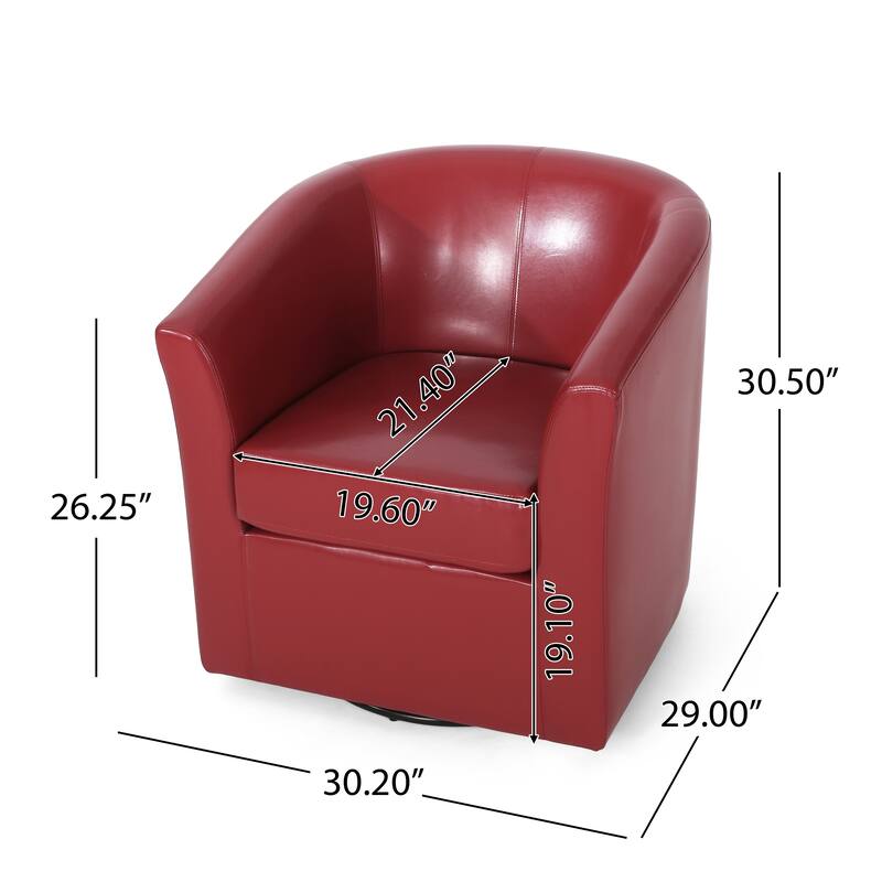 Roomfitters Modern Swivel Club Chair, Faux Leather Accent Armchair with Curved Back and Cushioned Seat for Living Spaces