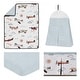 preview thumbnail 2 of 4, Vintage Airplane Boy 4pc Nursery Crib Bedding Set - Grey Yellow Orange Red White Blue Airplanes Air Plane Transportation Clouds