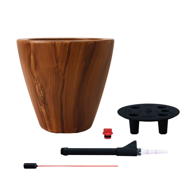 DTY Signature 2-Pack 10 in.Dark Wood Plastic Self-watering Planter Pot